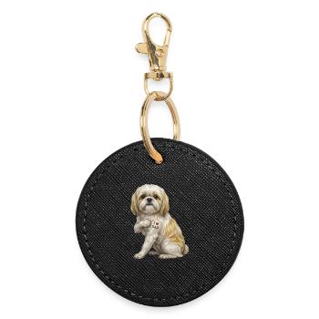 I Love Dad Dog Portrait Tee - Round Keyring - black - Front