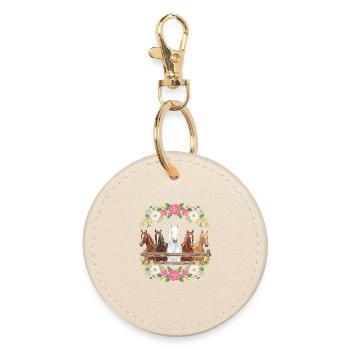 Crête florale équestre - Porte-clés rond - huître - Devant