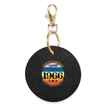 1966 Vintage Birthday Gift 66 Birthday - Round Keyring - black - Front