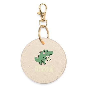 Matcha Later Alligator Lustiges Wortspiel - Runder Schlüsselanhänger - Auster - Vorne