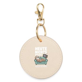 Sloth Motif – Nothing Experienced Today - Round Keyring - oyster - Front