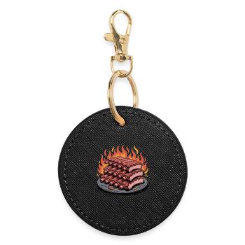 Feuergegrillte Rippchen Platte - Runder Schlüsselanhänger - Schwarz - Vorne