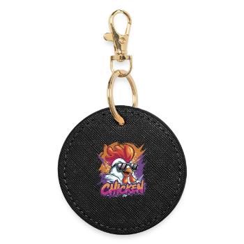 Cool Chicken with Sunglasses Colorful - Round Keyring - black - Front