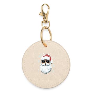 Père Noël cool - Père Noël avec des lunettes de soleil - Porte-clés rond - huître - Devant
