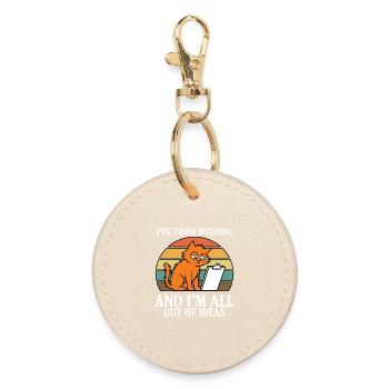 Tried Nothing Out Of Ideas Retro Cat Meme - Round Keyring - oyster - Front