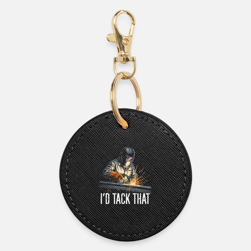 Welding Sparks I'D TACK THAT - Round Keyring - black