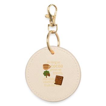 Chocolate counts as fruit – funny cocoa saying - Round Keyring - oyster - Front