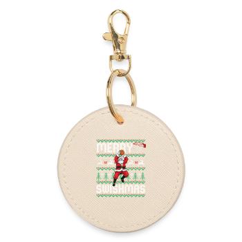 Merry Swishmas Holiday Basketball Graphic for Ball - Round Keyring - oyster - Front