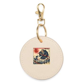 試験の終焉 Samurai Fight against school exams - Round Keyring - oyster - Front