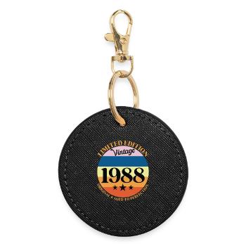 1988 Vintage Birthday Gift 88 Birthday - Round Keyring - black - Front