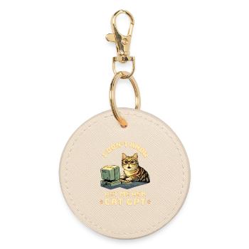 Cat GPT funny AI - Round Keyring - oyster - Front