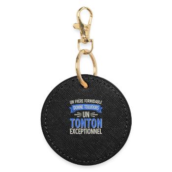 A wonderful brother, an exceptional uncle - Round Keyring - black - Front