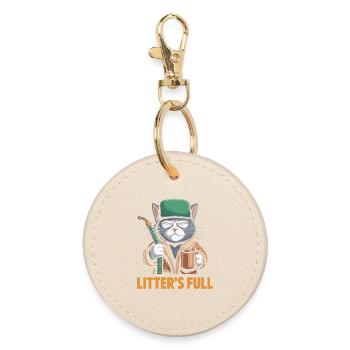 Litters Full Funny Christmas Cat Parody - Round Keyring - oyster - Front