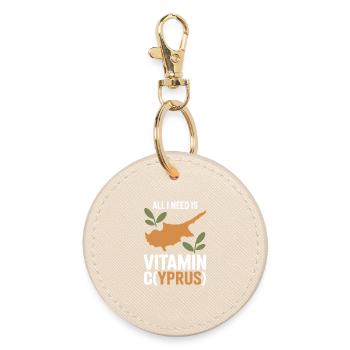 Cyprus All I Need Is Vitamin Cyprus Cyprus Flag - Round Keyring - oyster - Front