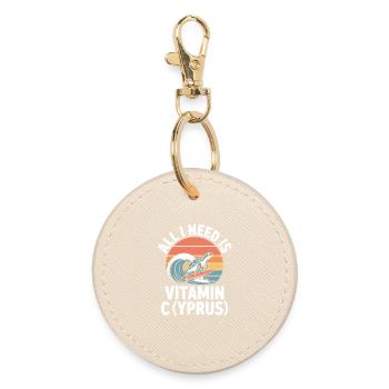 Cyprus All I Need Is Vitamin Cyprus Cyprus Flag - Round Keyring - oyster - Front