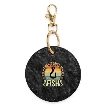 Boy Kids Loves to Fish-Shirt Bass Fishing Gift Fun - Round Keyring - black - Front