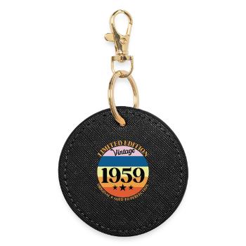 1959 Vintage Birthday Gift 59 Birthday - Round Keyring - black - Front