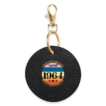 1964 Vintage Birthday Gift 64 Birthday - Round Keyring - black - Front