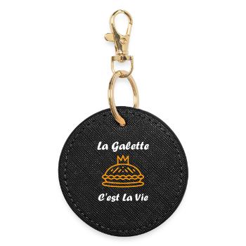 Humor galette des rois - Round Keyring - black - Front