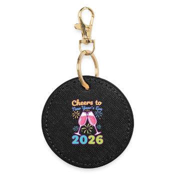 Ein Hoch auf die Silvesterfeier 2026! - Runder Schlüsselanhänger - Schwarz - Vorne