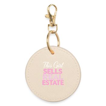 Cette fille vend de l’immobilier - Porte-clés rond - huître - Devant