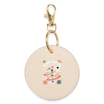Departure into space 1st birthday children's birthday party - Round Keyring - oyster - Front