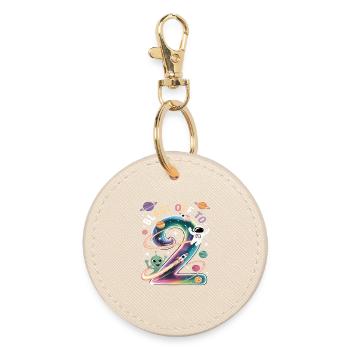 Departure into space 2nd birthday children's birthday party - Round Keyring - oyster - Front