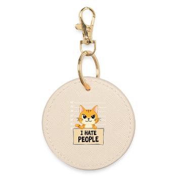 Griesgrämige Katze I Hate People Polizeifoto - Runder Schlüsselanhänger - Auster - Vorne