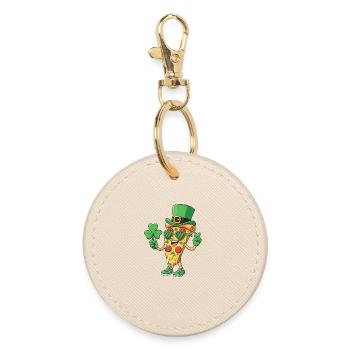 St Patricks Pizza Clover Irish Food Celebration - Round Keyring - oyster - Front