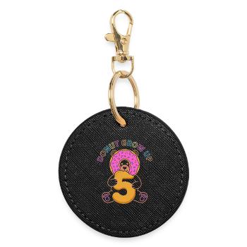 Donut Grow Up 5th Birthday Bear - Round Keyring - black - Front