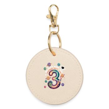 Departure into space 3rd birthday children's birthday party - Round Keyring - oyster - Front