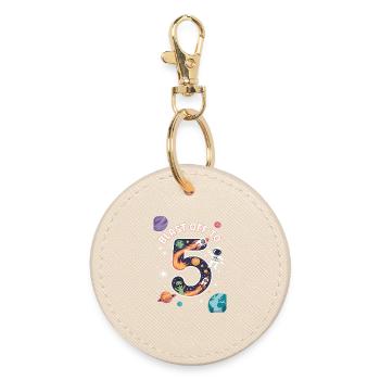 Departure into space 5th birthday children's birthday party - Round Keyring - oyster - Front