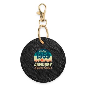 Birthday January 1959 Gift Vintage Limited - Round Keyring - black - Front