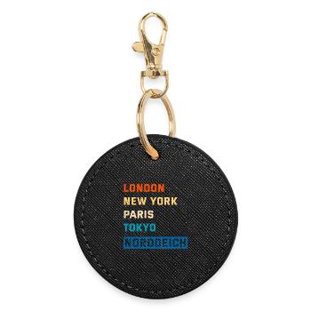 North Sea Holidays LONDON NEW YORK PARIS NORDDEICH - Round Keyring - black - Front