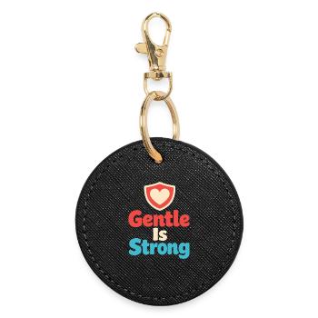 Gentle parenting identity, slow - Round Keyring - black - Front