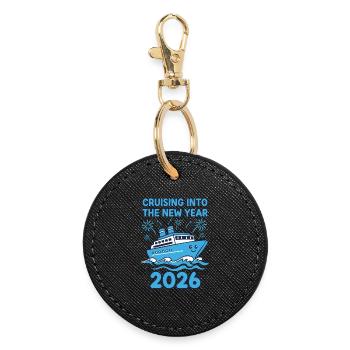 Cruising Into The New Year 2026 Celebration - Round Keyring - black - Front