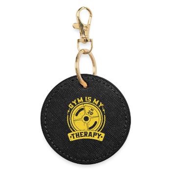 Gym is my therapy weight plate - Round Keyring - black - Front