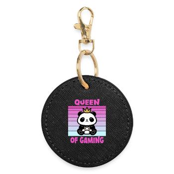 Gambling Gamen Woman Girl - Round Keyring - black - Front