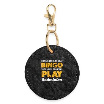 badass grandfather badminton saying - Round Keyring - black - Front