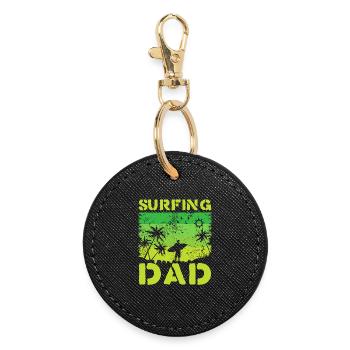 Surfing Dad Retro Green - Round Keyring - black - Front