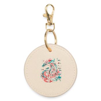 Dragon Castle Fantasy Magic Mythology Creature - Round Keyring - oyster - Front