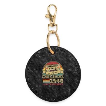 Original 1946 Vintage Anniversaire Rétro - Porte-clés rond - noir - Devant
