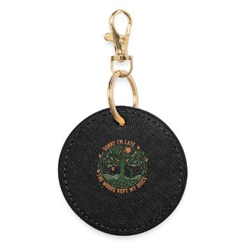 Désolé pour le retard Les bois ont gardé mes disques Disc golf - Porte-clés rond - noir - Devant