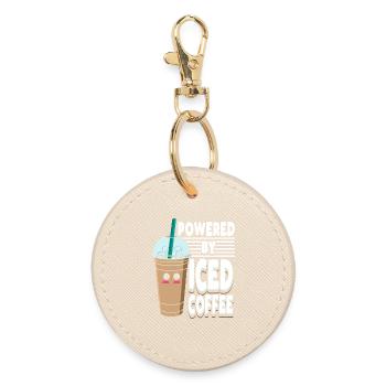 Cute Kawaii Iced Coffee Pastel Drink Graphic - Round Keyring - oyster - Front
