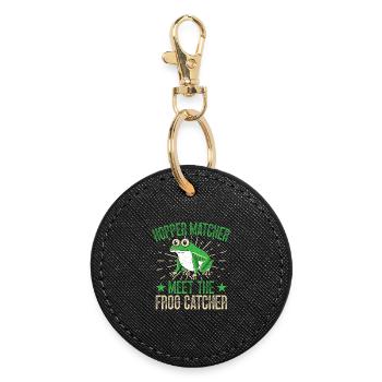 Frog Catcher Hopper Matcher Frog - Runder Schlüsselanhänger - Schwarz - Vorne