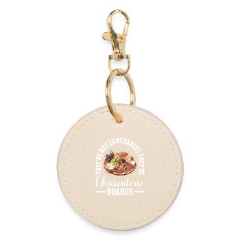 Charcuterie Boar Cheese Slate Board Charcuterie - Round Keyring - oyster - Front