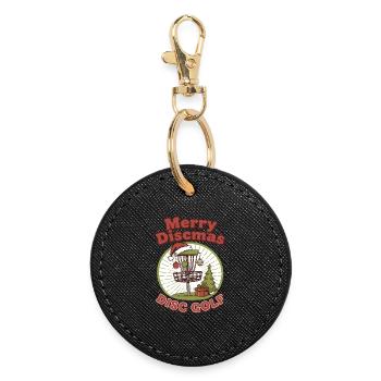 Joyeux Discmas Disc Golf Panier de Disques Volant Drôle - Porte-clés rond - noir - Devant
