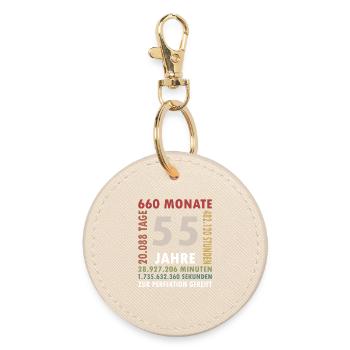 55th Birthday Vintage 55 Years Old Retro 660 - Round Keyring - oyster - Front