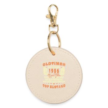 Voiture classique née anniversaire 1986 - Porte-clés rond - huître - Devant