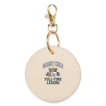 Oldest Child Full Time Legend Sibling Crown - Round Keyring - oyster - Front